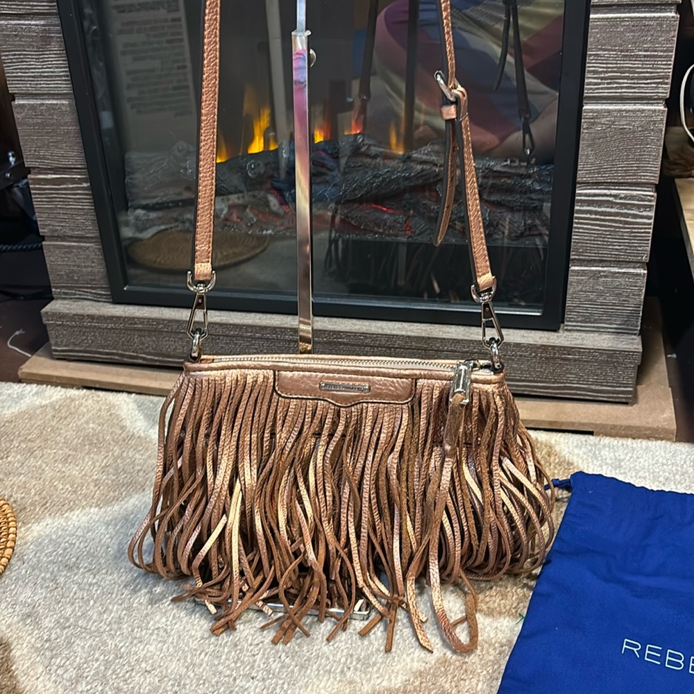 Rebecca Minkoff Metallic Bronze Fringe Crossbody